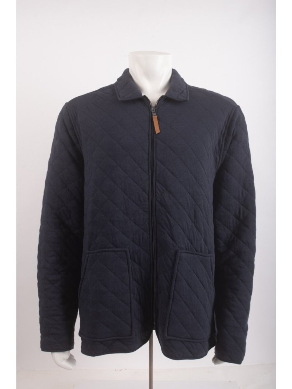 Banana Republic Mens Jacket Quilted Full Zip XL Navy Blue Diamond Stitch NWT